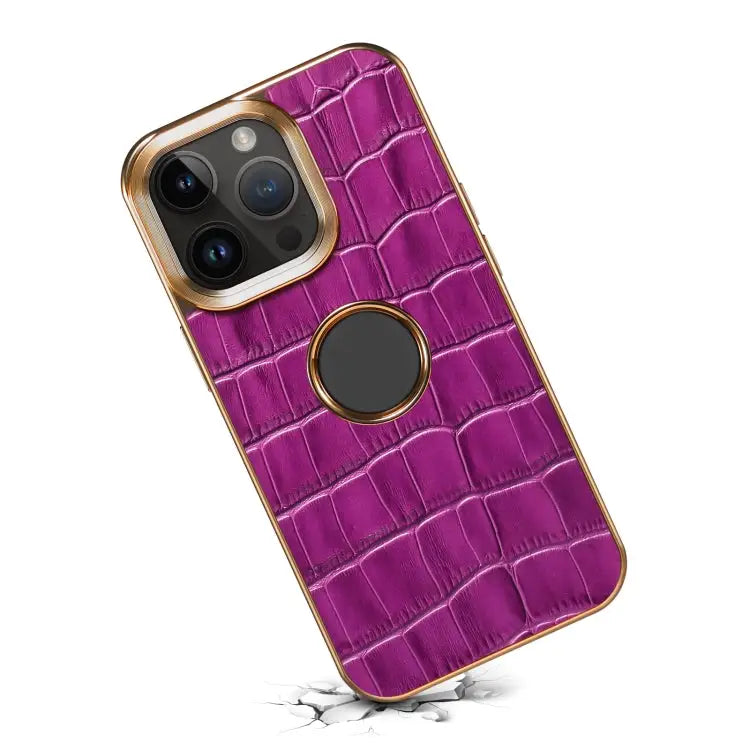 Denior Crocodile Texture Genuine Leather Electroplating Phone Case For iPhone 12 Pro Max - Apple Accessories