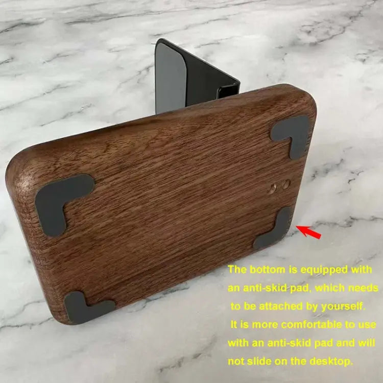 Desktop Mobile Phone Stand Lifting Folding Tablet Holder with Tray Base Walnut Beech Wood - Walnut - Apple Accessories