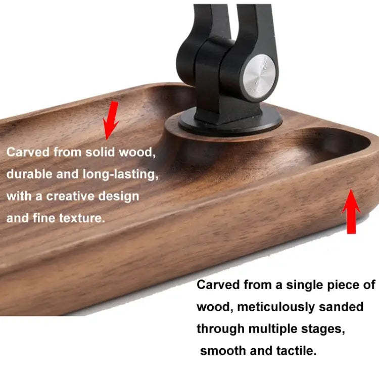 Desktop Mobile Phone Stand Lifting Folding Tablet Holder with Tray Base Walnut Beech Wood - Walnut - Apple Accessories