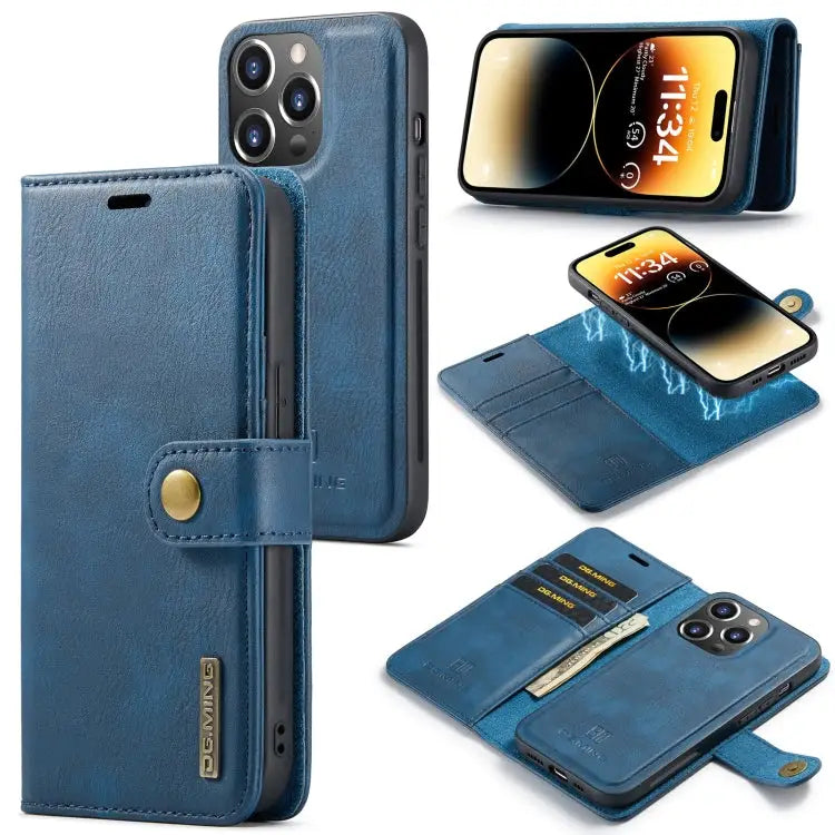 DG.MING Crazy Horse Texture Detachable Magnetic Leather Case For iPhone 14 For iPhone 14 Plus For iPhone 14 Pro