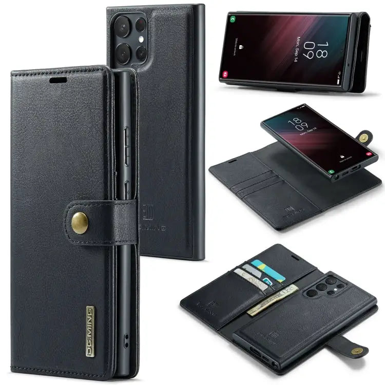 DG.MING Crazy Horse Texture Detachable Magnetic Leather Case For Samsung Galaxy S23 Ultra 5G - For Samsung Galaxy S23
