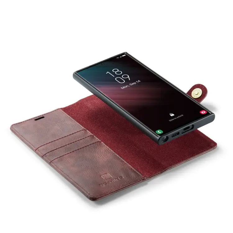 DG.MING Crazy Horse Texture Detachable Magnetic Leather Case For Samsung Galaxy S23 Ultra 5G - Samsung Accessories
