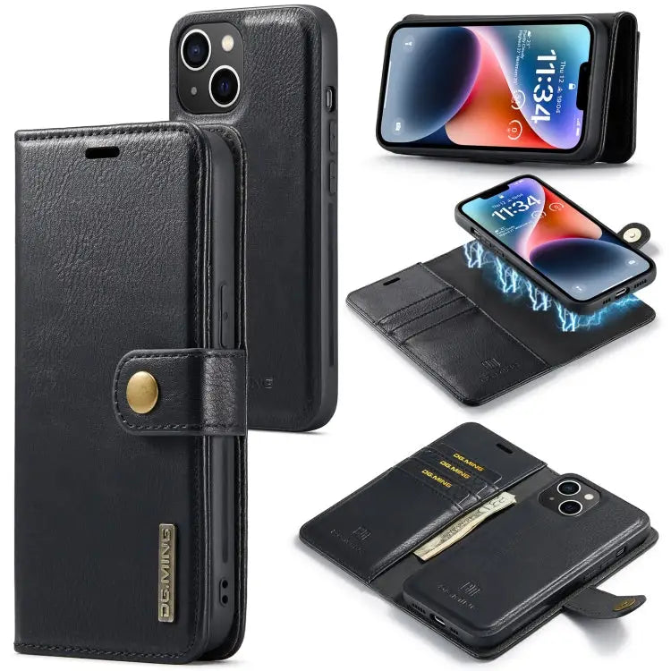 DG.MING Crazy Horse Texture Detachable Magnetic Leather Case For iPhone 14 For iPhone 14 Plus For iPhone 14 Pro