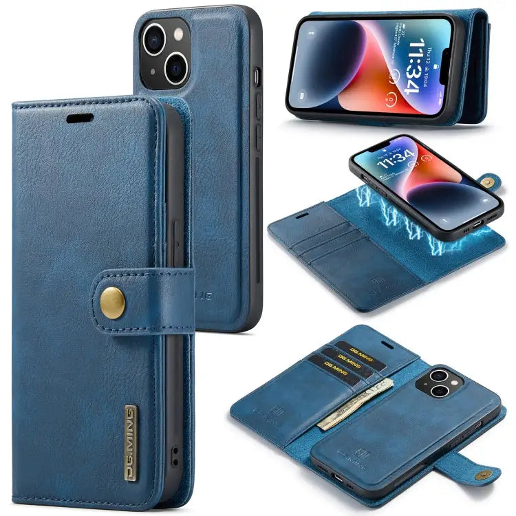 DG.MING Crazy Horse Texture Detachable Magnetic Leather Case For iPhone 14 For iPhone 14 Plus For iPhone 14 Pro