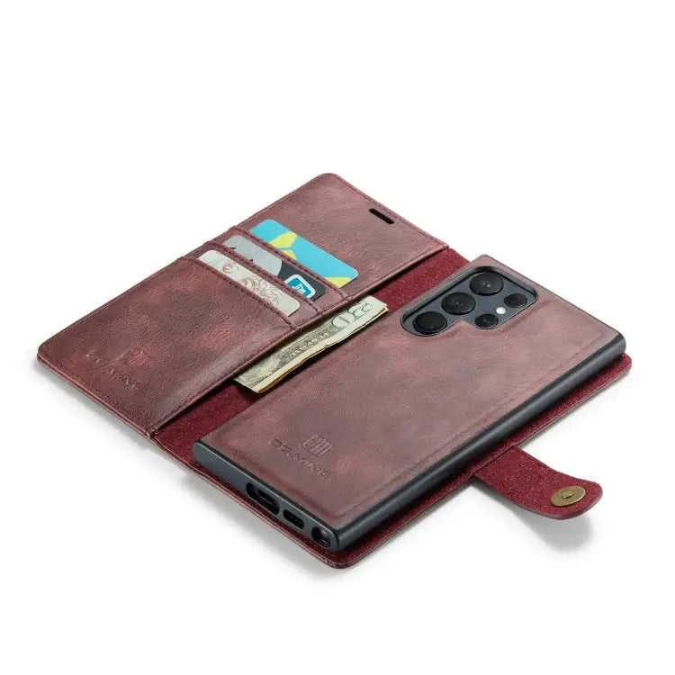 DG.MING Crazy Horse Texture Detachable Magnetic Leather Case For Samsung Galaxy S23 Ultra 5G - Samsung Accessories