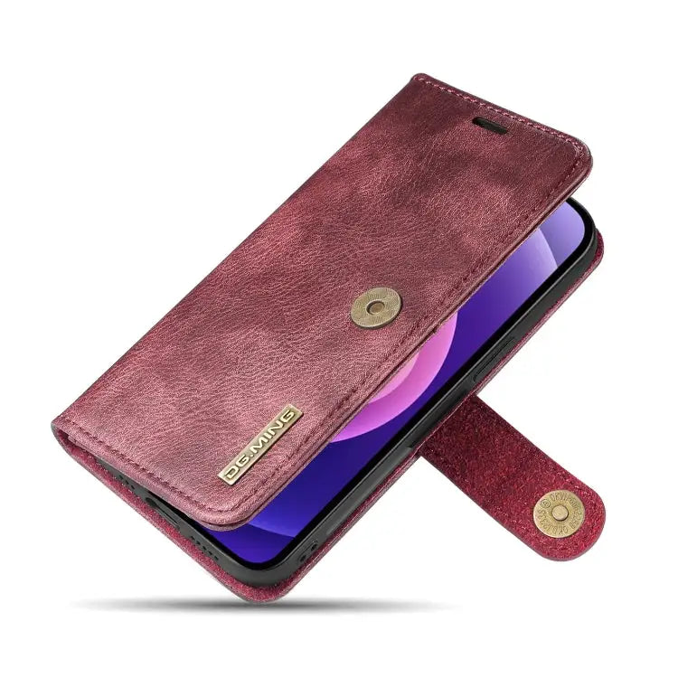 DG.MING Crazy Horse Texture Flip Detachable Magnetic Leather Case with Holder & Card Slots & Wallet For iPhone 13 mini