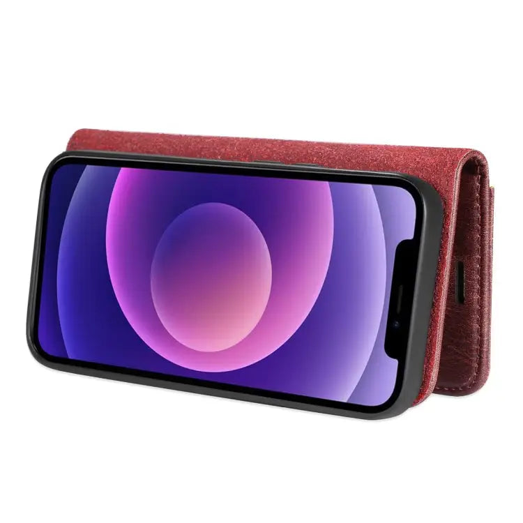 DG.MING Crazy Horse Texture Flip Detachable Magnetic Leather Case with Holder & Card Slots & Wallet For iPhone 13 mini