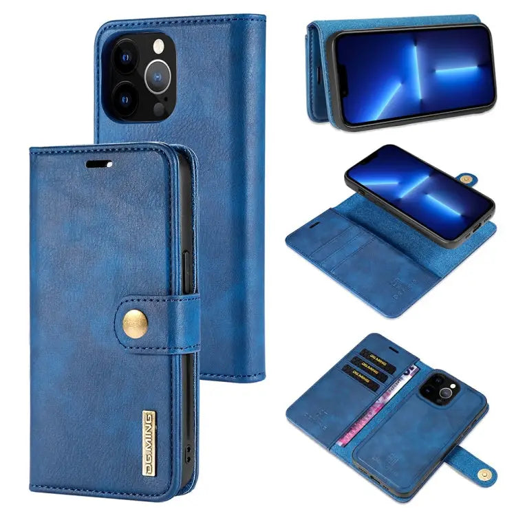 DG.MING Crazy Horse Texture Flip Detachable Magnetic Leather Case with Holder & Card Slots & Wallet For iPhone 13 mini