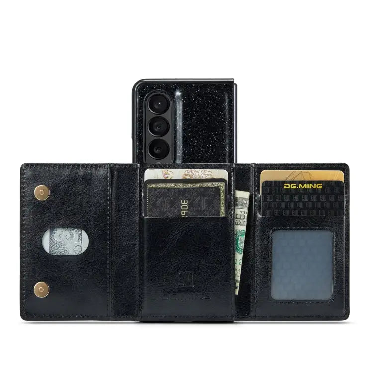 DG.MING M3 Series Glitter Powder Card Bag Leather Case For Samsung Galaxy Z Fold3 5G For Samsung Galaxy Z Fold4 5G