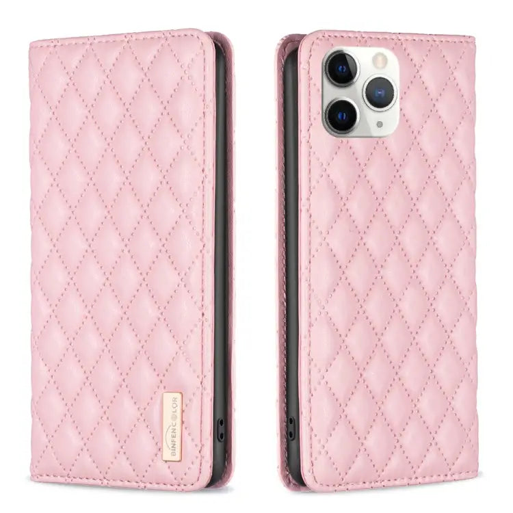 Diamond Lattice Magnetic Leather Flip Phone Case For iPhone 12 / 12 Pro For iPhone 11 Pro Max For iPhone 11 Pro