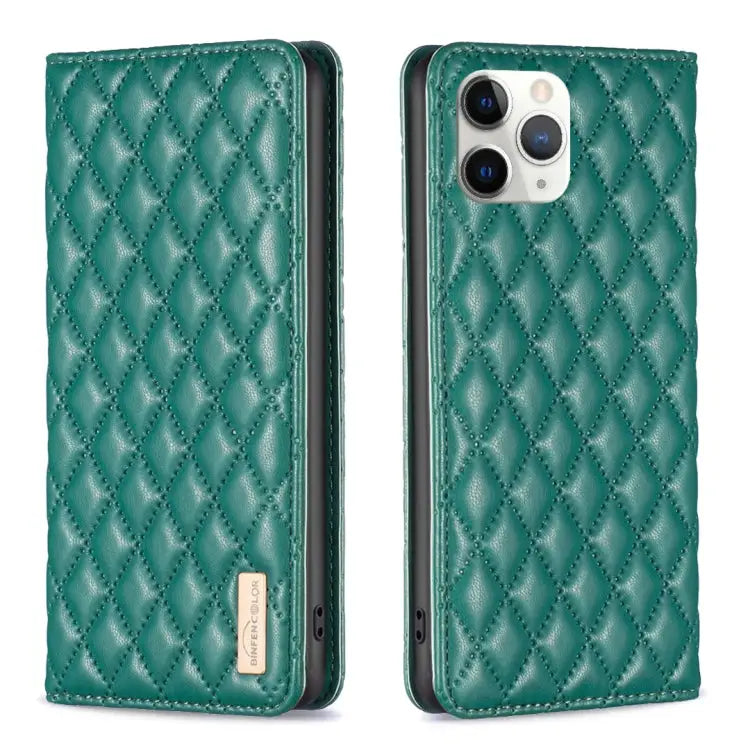 Diamond Lattice Magnetic Leather Flip Phone Case For iPhone 12 / 12 Pro For iPhone 11 Pro Max For iPhone 11 Pro