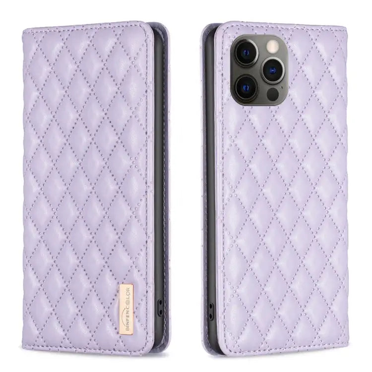 Diamond Lattice Magnetic Leather Flip Phone Case For iPhone 12 / 12 Pro For iPhone 11 Pro Max For iPhone 11 Pro
