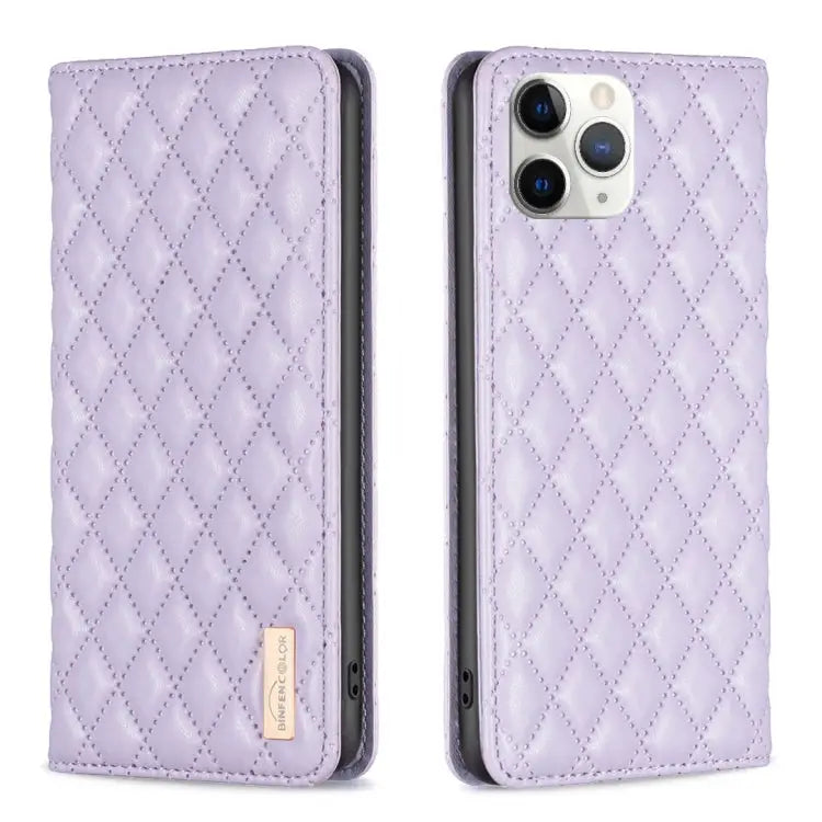Diamond Lattice Magnetic Leather Flip Phone Case For iPhone 12 / 12 Pro For iPhone 11 Pro Max For iPhone 11 Pro