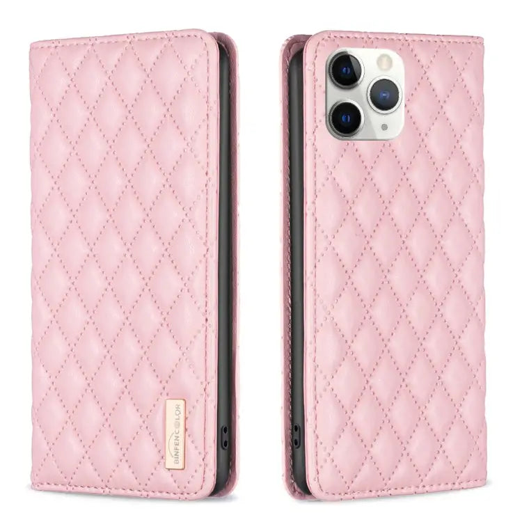 Diamond Lattice Magnetic Leather Flip Phone Case For iPhone 12 / 12 Pro For iPhone 11 Pro Max For iPhone 11 Pro
