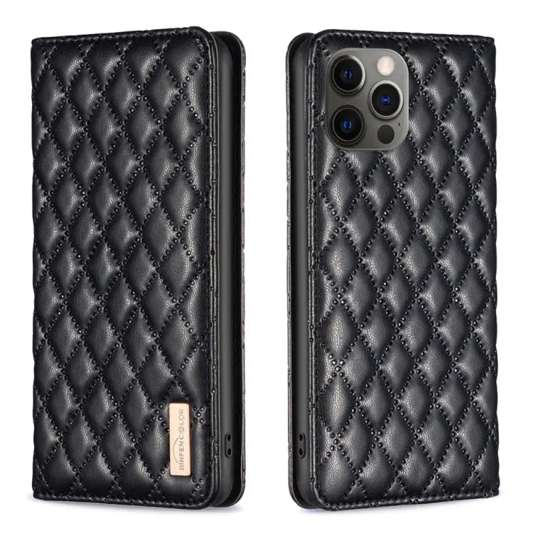 Diamond Lattice Magnetic Leather Flip Phone Case For iPhone 12 / 12 Pro For iPhone 11 Pro Max For iPhone 11 Pro