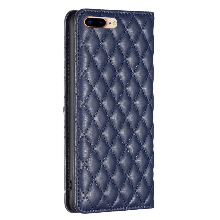 Diamond Lattice Magnetic Leather Flip Phone Case For iPhone 8 Plus / 7 Plus - Apple Accessories