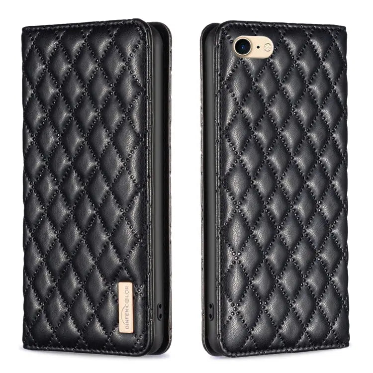 Diamond Lattice Magnetic Leather Flip Phone Case For iPhone SE 2022 / SE 2020 / 8 / 7 For iPhone XS Max For iPhone XS