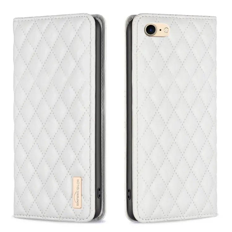 Diamond Lattice Magnetic Leather Flip Phone Case For iPhone SE 2022 / SE 2020 / 8 / 7 For iPhone XS Max For iPhone XS