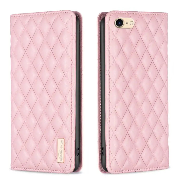 Diamond Lattice Magnetic Leather Flip Phone Case For iPhone SE 2022 / SE 2020 / 8 / 7 For iPhone XS Max For iPhone XS