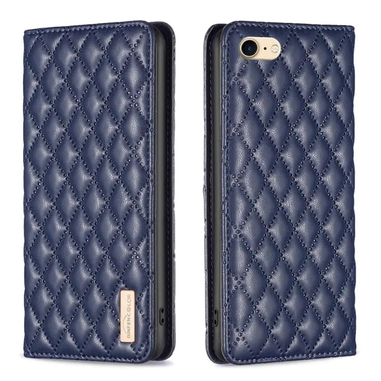 Diamond Lattice Magnetic Leather Flip Phone Case For iPhone SE 2022 / SE 2020 / 8 / 7 For iPhone XS Max For iPhone XS