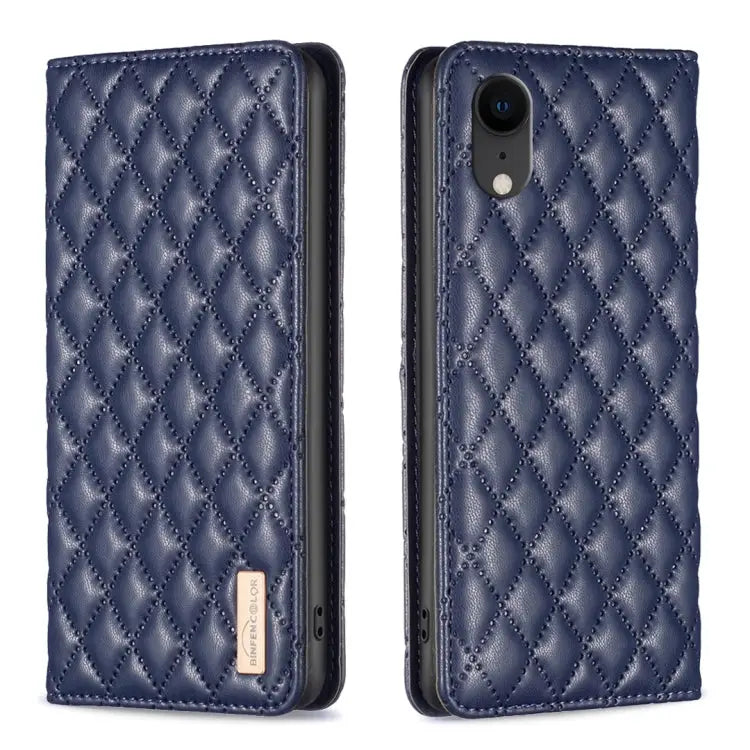 Diamond Lattice Magnetic Leather Flip Phone Case For iPhone SE 2022 / SE 2020 / 8 / 7 For iPhone XS Max For iPhone XS