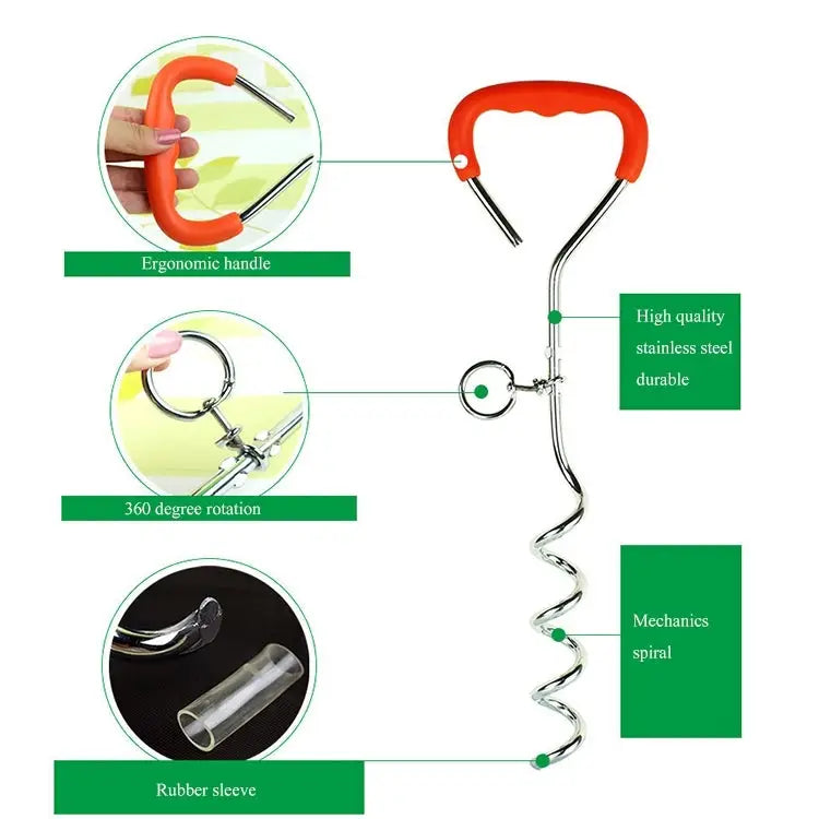 Dog Pile Fixation Spiral Nail with Handle For Medium Small Dog Long Training Outdoor Size: 45cm*9mm Size: 45cm*9mm
