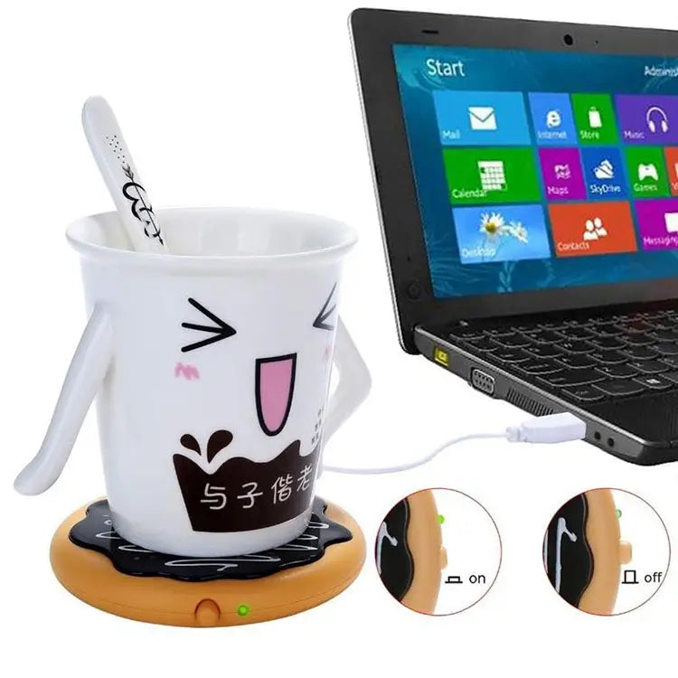 Donut Design USB Power Cable Desktop Mug Cup Warmer Tea Coffee Drinks Heating Mat Pad Donut - Donut