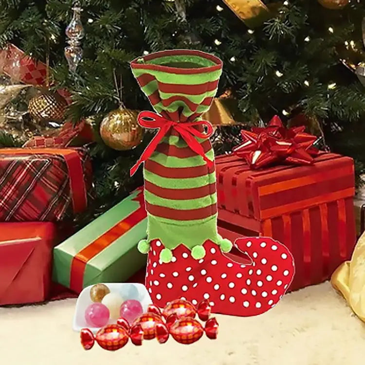 Dot Pattern Sock Christmas Dinner Table Decoration Candy Bag - Size: 35*20cm
