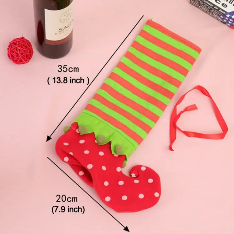 Dot Pattern Sock Christmas Dinner Table Decoration Candy Bag - Size: 35*20cm