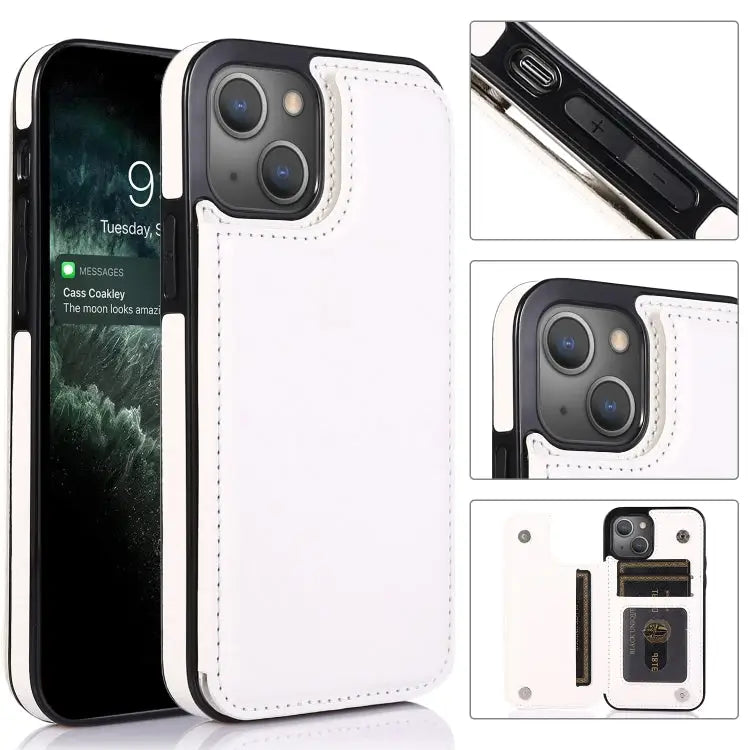 Double Buckle Phone Case For iPhone 14 Plus - For iPhone 14 Plus / White - Apple Accessories