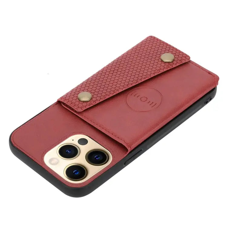 Double Buckle PU + TPU Shockproof Magnetic Protective Case with Card Slot & Holder For iPhone 13 mini For iPhone 13