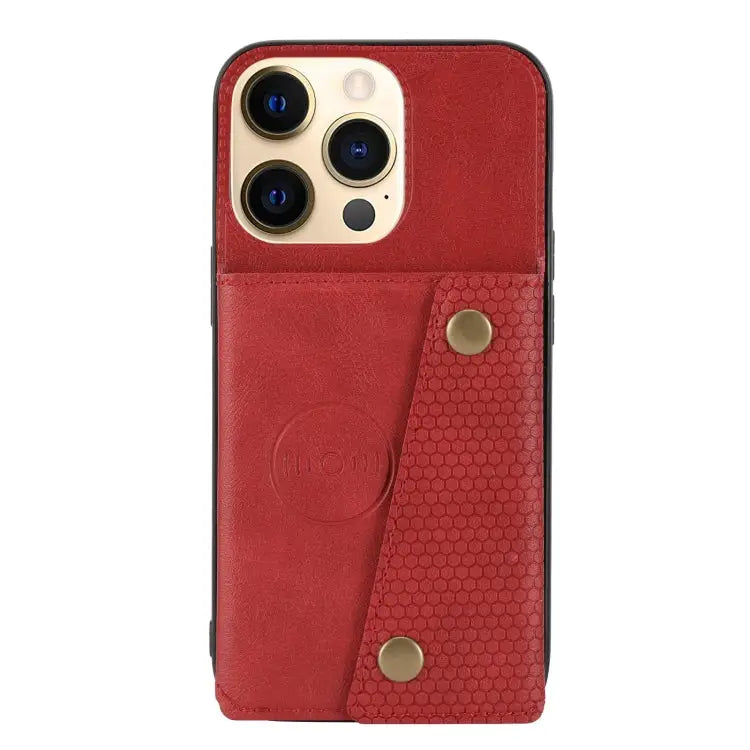 Double Buckle PU + TPU Shockproof Magnetic Protective Case with Card Slot & Holder For iPhone 13 mini For iPhone 13