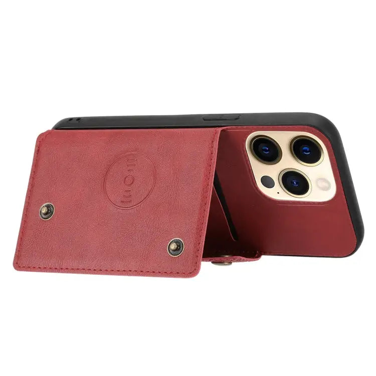 Double Buckle PU + TPU Shockproof Magnetic Protective Case with Card Slot & Holder For iPhone 13 mini For iPhone 13