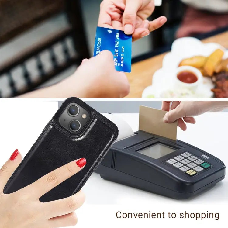 Double Buckle Shockproof PU Protective Case with Card Slots & Holder For iPhone 13 For iPhone 13 Mini For iPhone 13 Pro