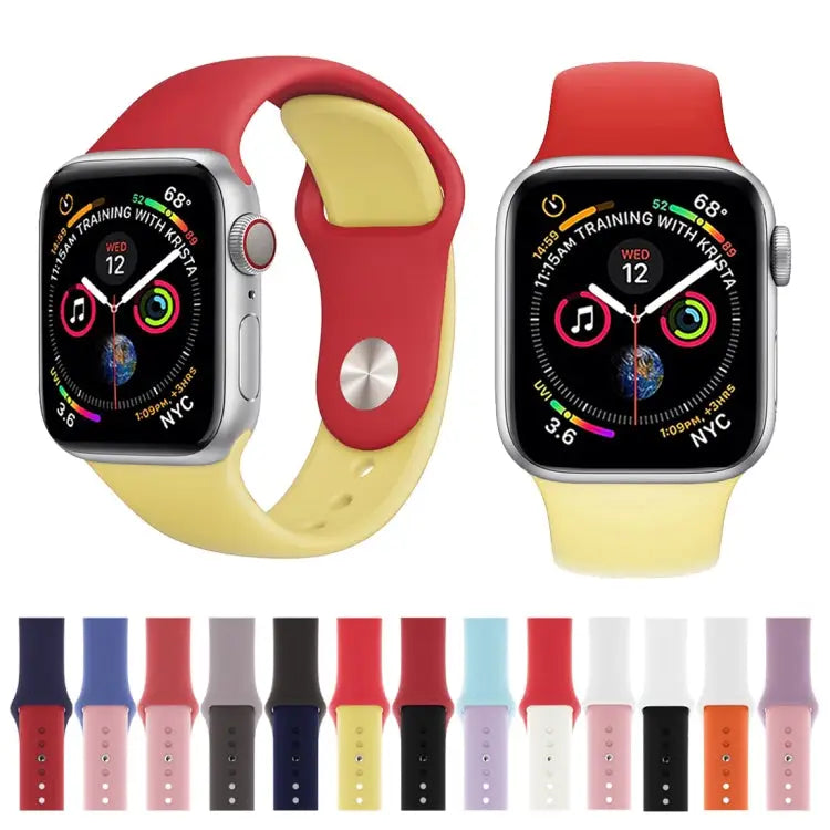 Double Colors Silicone Watch Band for Apple Watch Series 3 & 2 & 1 38mm (White + Red)