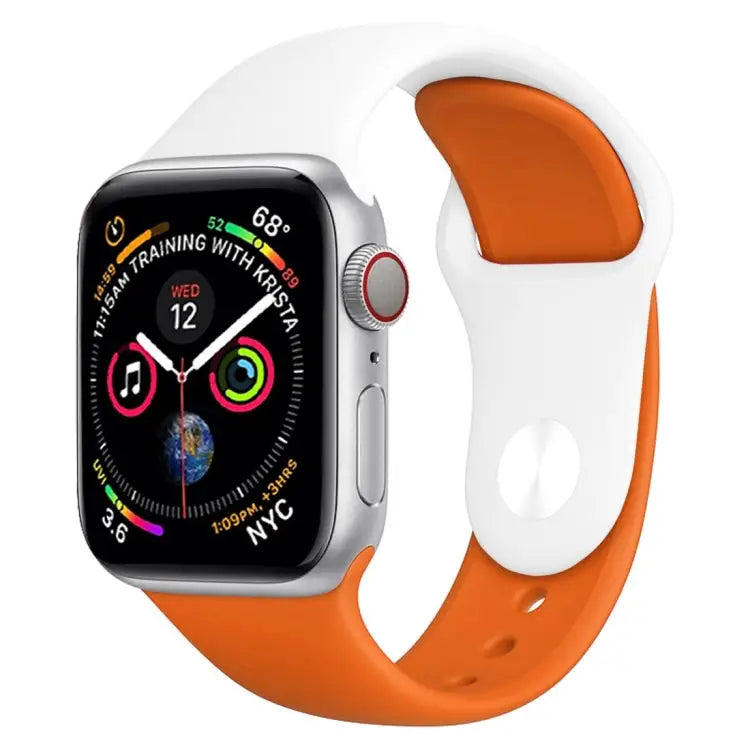 Double Colors Silicone Watch Band for Apple Watch Series 3 & 2 & 1 38mm (White + Red) - White + Orange