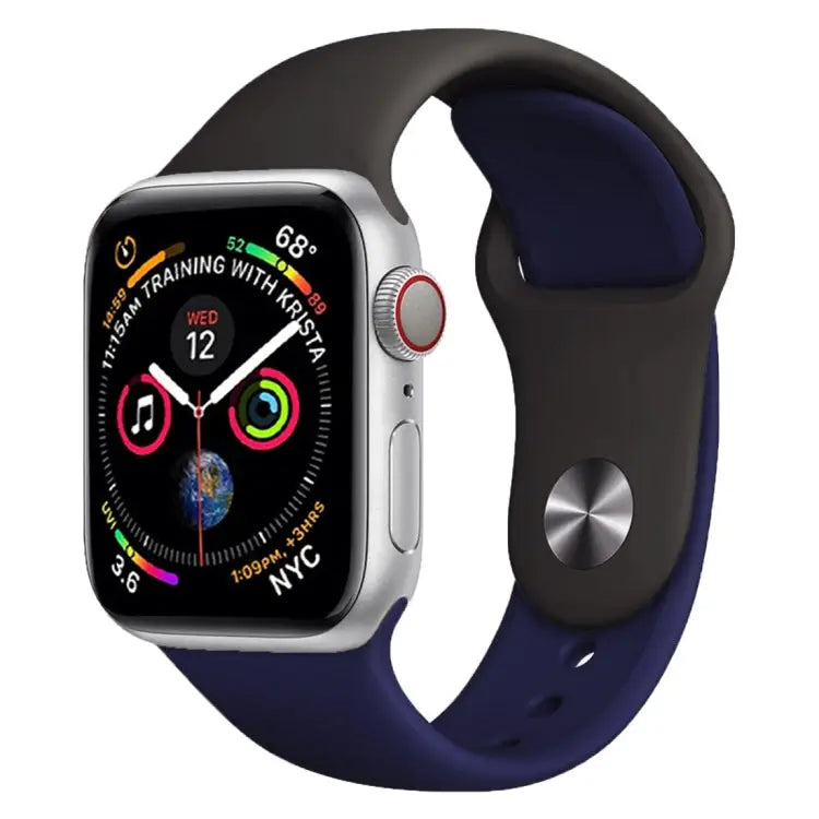 Double Colors Silicone Watch Band for Apple Watch Series 3 & 2 & 1 38mm (White + Red) - Dark Gray + Blue
