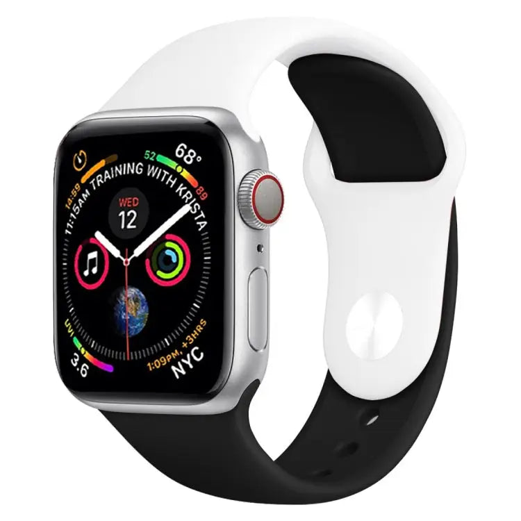 Double Colors Silicone Watch Band for Apple Watch Series 3 & 2 & 1 38mm (White + Red) - White + Black