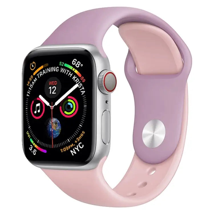 Double Colors Silicone Watch Band for Apple Watch Series 3 & 2 & 1 38mm (White + Red) - Purple + Light Pink