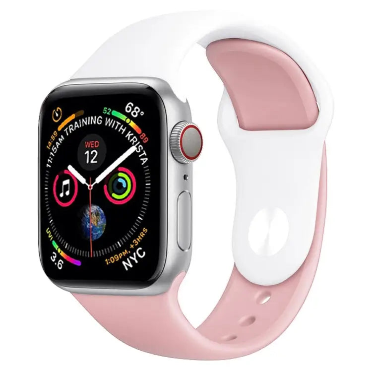 Double Colors Silicone Watch Band for Apple Watch Series 3 & 2 & 1 38mm (White + Red) - White + Light Pink