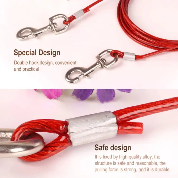Double-end Steel Wire Rope Pet Dogs 2 in 1 Traction Rope Pet Walking Leads With Handle Length: 10m,Random Color