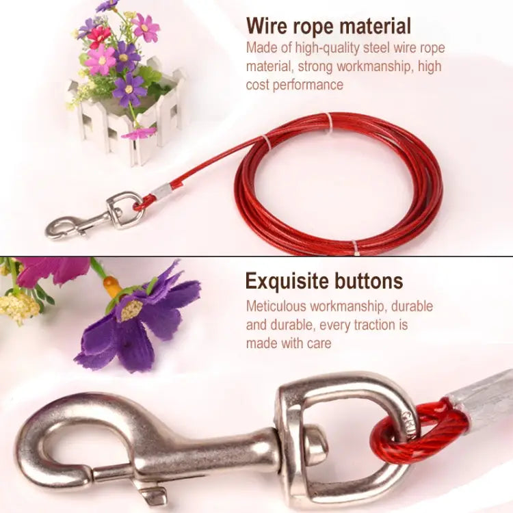 Double-end Steel Wire Rope Pet Dogs 2 in 1 Traction Rope Pet Walking Leads With Handle Length: 5m,Random Color Delivery
