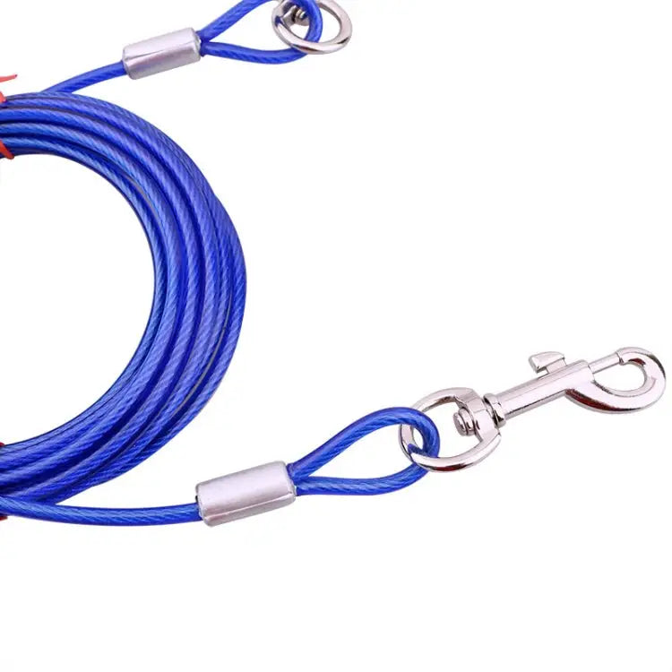 Double-end Steel Wire Rope Pet Dogs 2 in 1 Traction Rope Pet Walking Leads With Handle Length: 5m,Random Color Delivery