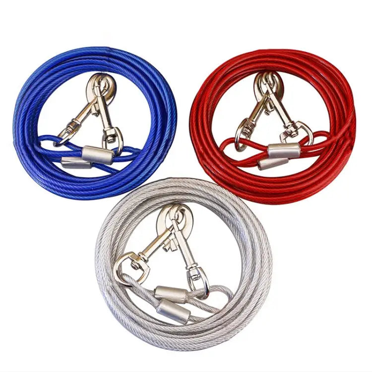 Double-end Steel Wire Rope Pet Dogs 2 in 1 Traction Rope Pet Walking Leads With Handle Length: 10m,Random Color