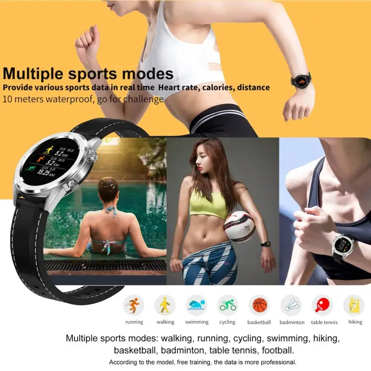 DT28 1.54inch IP68 Waterproof Silicone Strap Smartwatch Bluetooth 4.2 Support Incoming Call Reminder / Blood Pressure