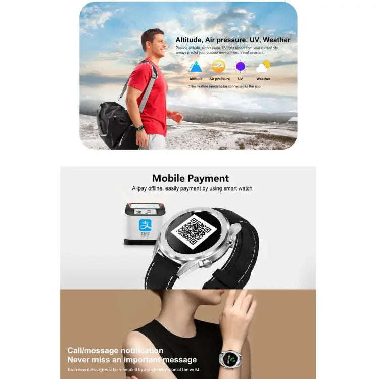 DT28 1.54inch IP68 Waterproof Silicone Strap Smartwatch Bluetooth 4.2 Support Incoming Call Reminder / Blood Pressure