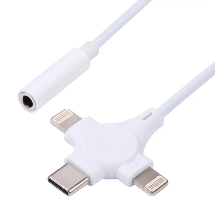 Dual 8 Pin + USB-C/Type-C Male to 3.5mm Female Digital Audio Adapter Cable