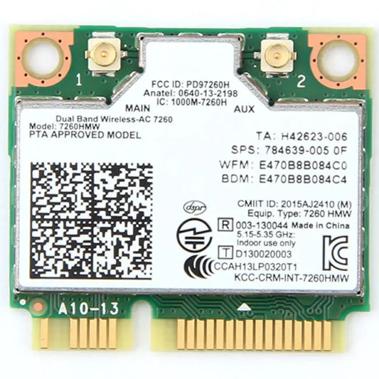 Dual Band Wireless Wifi Card for Intel 7260HMW Mini PCI-E 2.4G / 5Ghz WLAN Bluetooth 4.0 Wifi Card 802.11 ac / a / b
