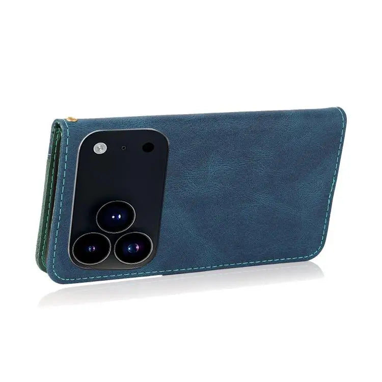 Dual-color Stitching Leather Phone Case