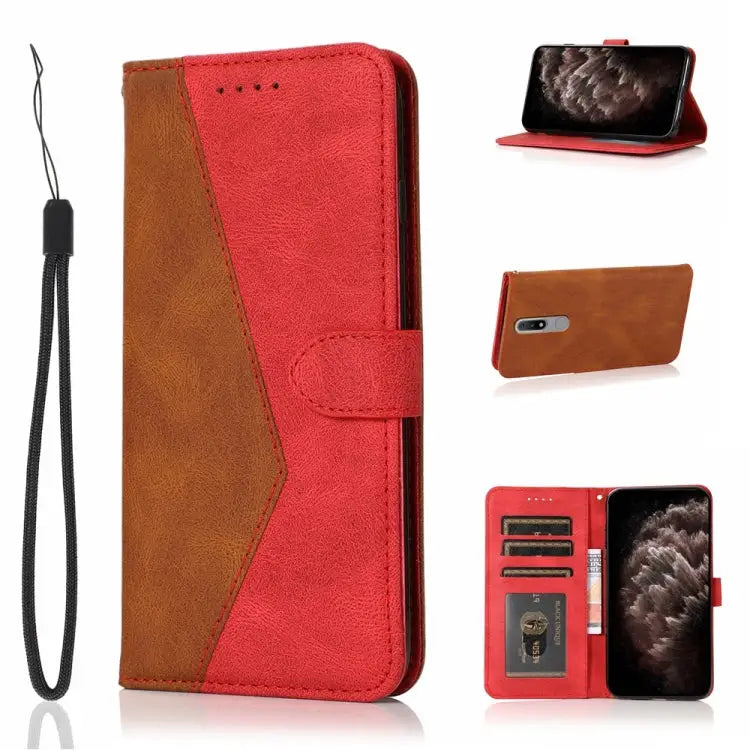 Dual-color Stitching Leather Phone Case For Nokia 2.3 For Nokia 2.4 For Nokia 5.3 For Nokia 5.4 / 3.4 - For Nokia 2.4